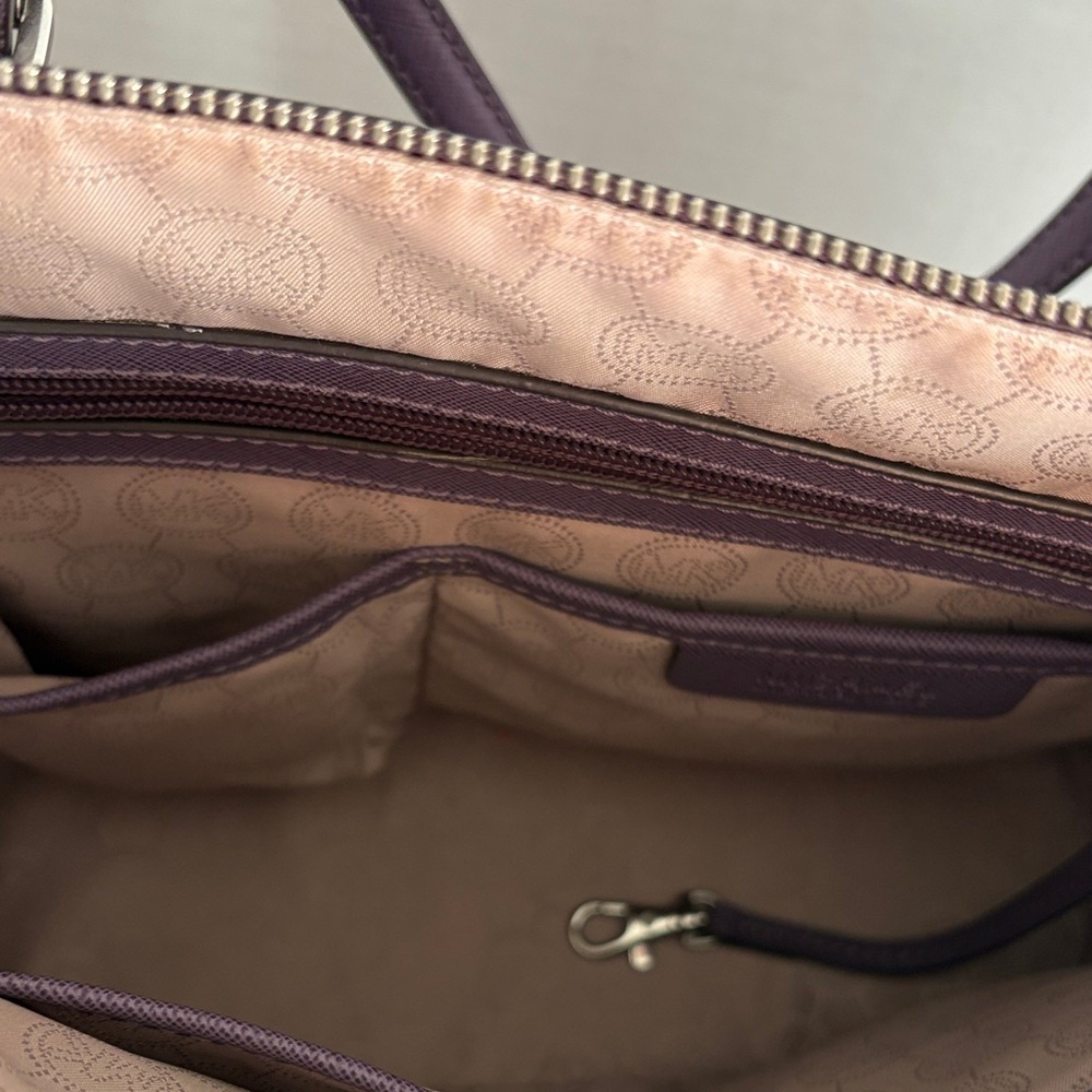Michael Kors Plum Saffiano Leather Tote with MK Charm - Picture 4 of 6